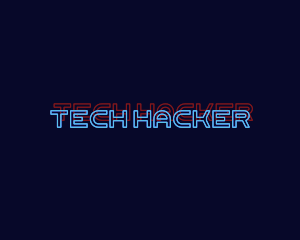 Hacking - Neon Retro Wordmark logo design