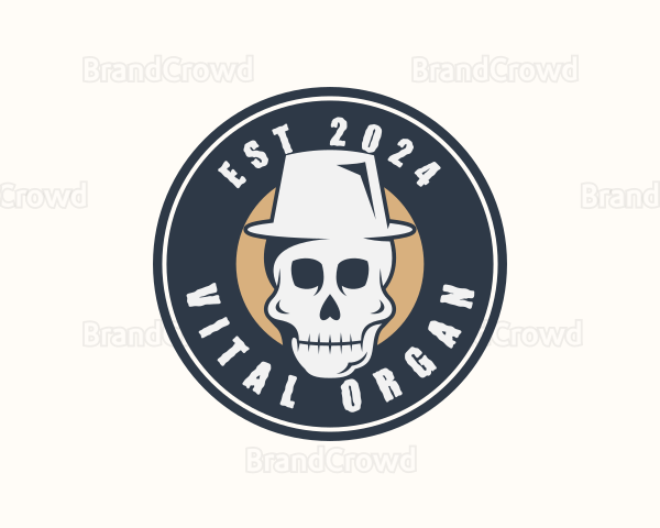 Hipster Hat Skull Logo