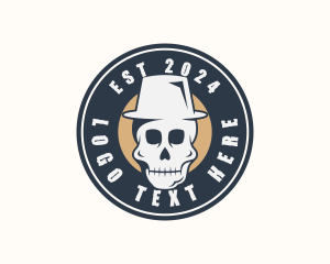 Hipster Hat Skull logo design