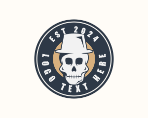Hipster Hat Skull Logo