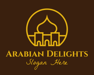 Arabic - Golden Mosque Badge logo design