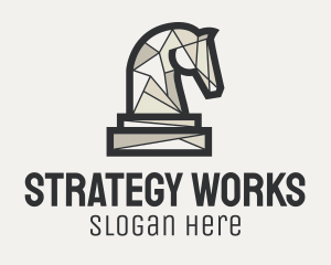 Geometric Horse Chess Piece logo design