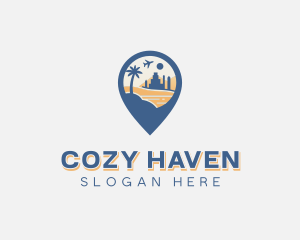 Hostel - Travel Location Pin Getaway logo design