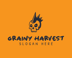 Grainy - Punk Skull Mohawk logo design