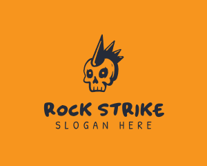 Punk Skull Mohawk logo design