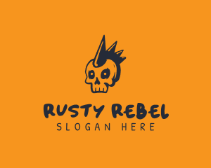 Punk Skull Mohawk logo design