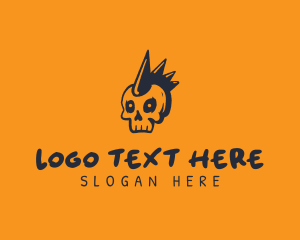 Grainy - Punk Skull Mohawk logo design