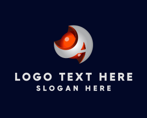 Globe - 3D Cyber Letter A logo design