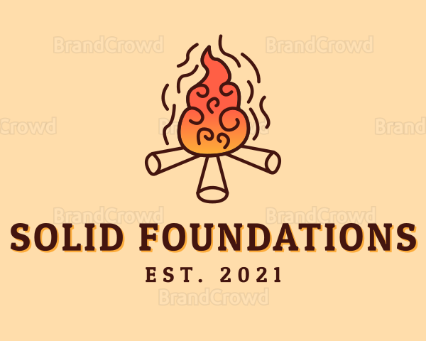 Wood Camp Fire Logo