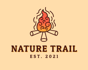 Outdoors - Wood Camp Fire logo design
