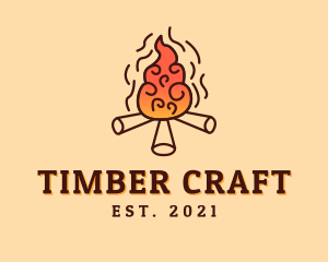 Wood - Wood Camp Fire logo design