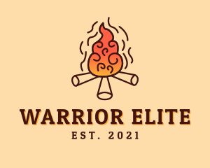Flame - Wood Camp Fire logo design