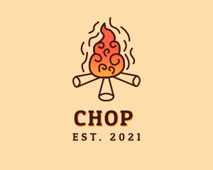 Heating - Wood Camp Fire logo design