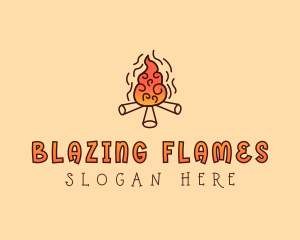 Bonfire - Wood Camp Fire logo design