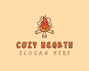 Fireplace - Wood Camp Fire logo design