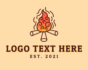 Fireplace - Wood Camp Fire logo design