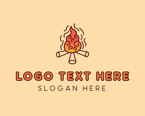Fire - Wood Camp Fire logo design