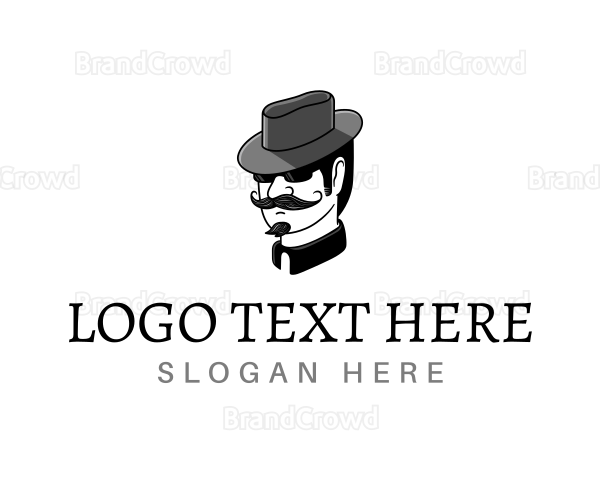 Mustache Gentleman Hat Logo