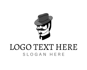 Male - Mustache Gentleman Hat logo design