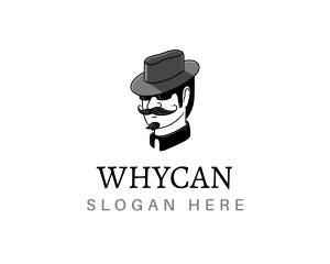 Mustache Gentleman Hat Logo
