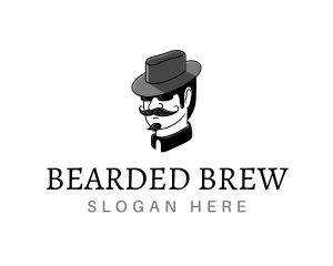 Mustache Gentleman Hat logo design