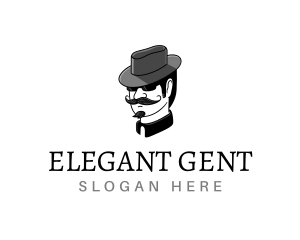 Gentleman - Mustache Gentleman Hat logo design