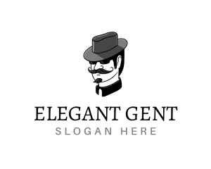 Mustache Gentleman Hat logo design