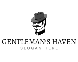 Mustache Gentleman Hat logo design