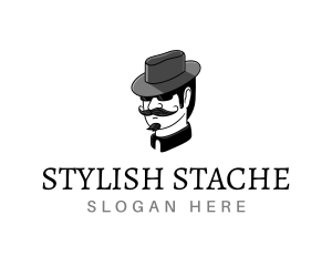 Mustache Gentleman Hat logo design