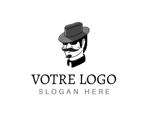 Gentleman - Mustache Gentleman Hat logo design