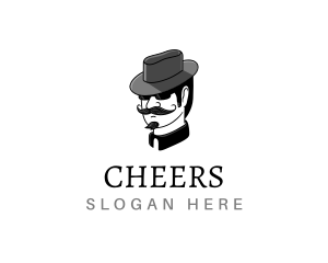 Abraham Lincoln - Mustache Gentleman Hat logo design