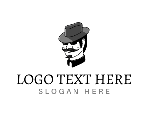 Gentleman - Mustache Gentleman Hat logo design