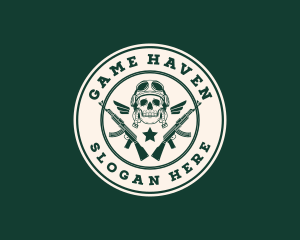 Skull Pilot Military Rifle Logo