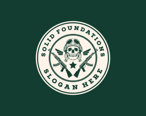 Skull Pilot Military Rifle Logo