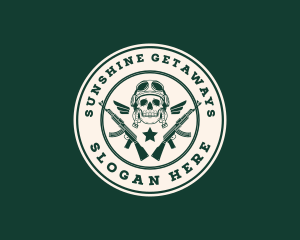 Skull Pilot Military Rifle Logo