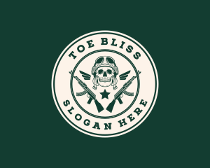 Skull Pilot Military Rifle Logo