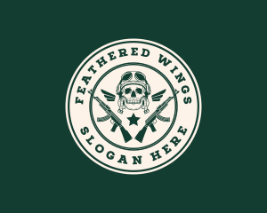 Skull Pilot Military Rifle logo design