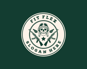 Skull - Skull Pilot Military Rifle logo design