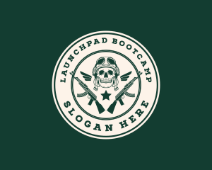 Bootcamp - Skull Pilot Military Rifle logo design