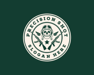 Rifle - Skull Pilot Military Rifle logo design