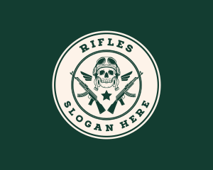 Skull Pilot Military Rifle logo design
