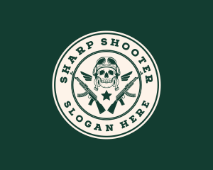 Rifle - Skull Pilot Military Rifle logo design