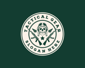 Tactical - Skull Pilot Military Rifle logo design