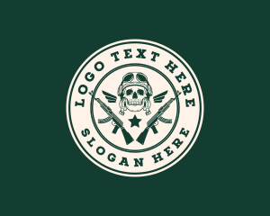 Bootcamp - Skull Pilot Military Rifle logo design