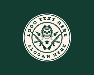 Skull Pilot Military Rifle Logo