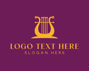 Orchestra Instrument - Harp Musical Instrument logo design