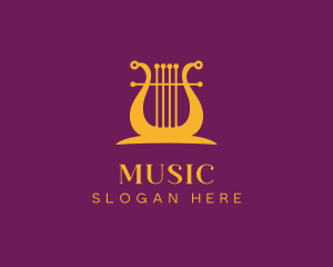 Harp Musical Instrument logo design