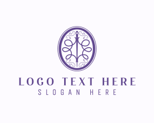 Quilting - Elegant Ornament Needle logo design