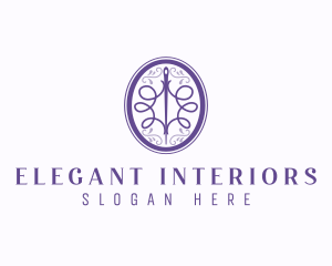 Elegant Ornament Needle logo design