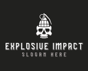 Skull Grenade Explosives logo design